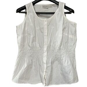Basic Editions White Button-Up sleeveless blouse Size XL